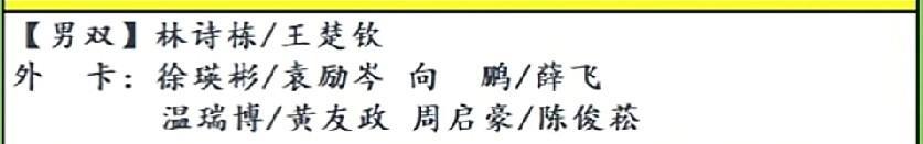 能看懂北京大满贯34个人的庞大参赛队伍，却没看懂男双的配对。
能看懂林诗栋和王楚