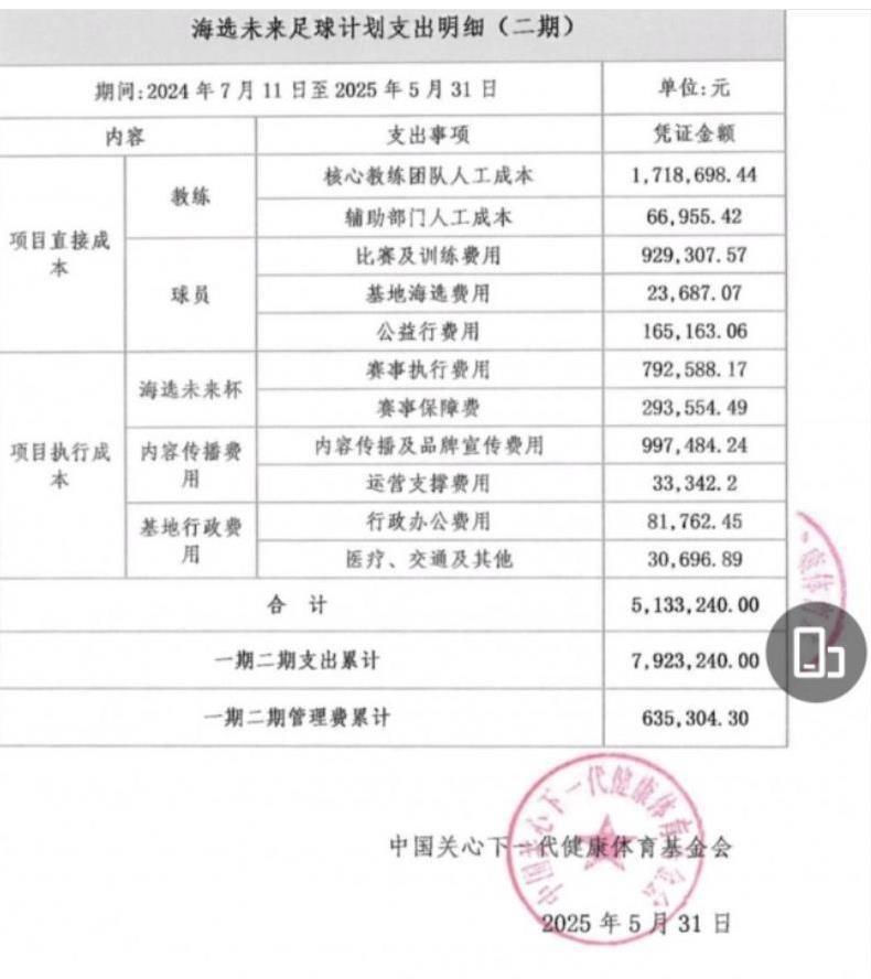 嗨球最近公布了自己的费用支出明细
从24年一月开始到25年5月底，大家一共捐了9