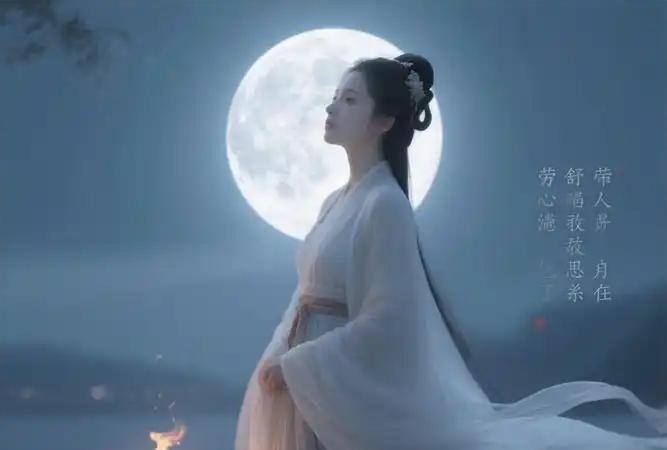 七绝：咏月
（一）
忽闻天上动歌弦，
坐望银河夜不眠。
始信清光今更好，
广寒宫