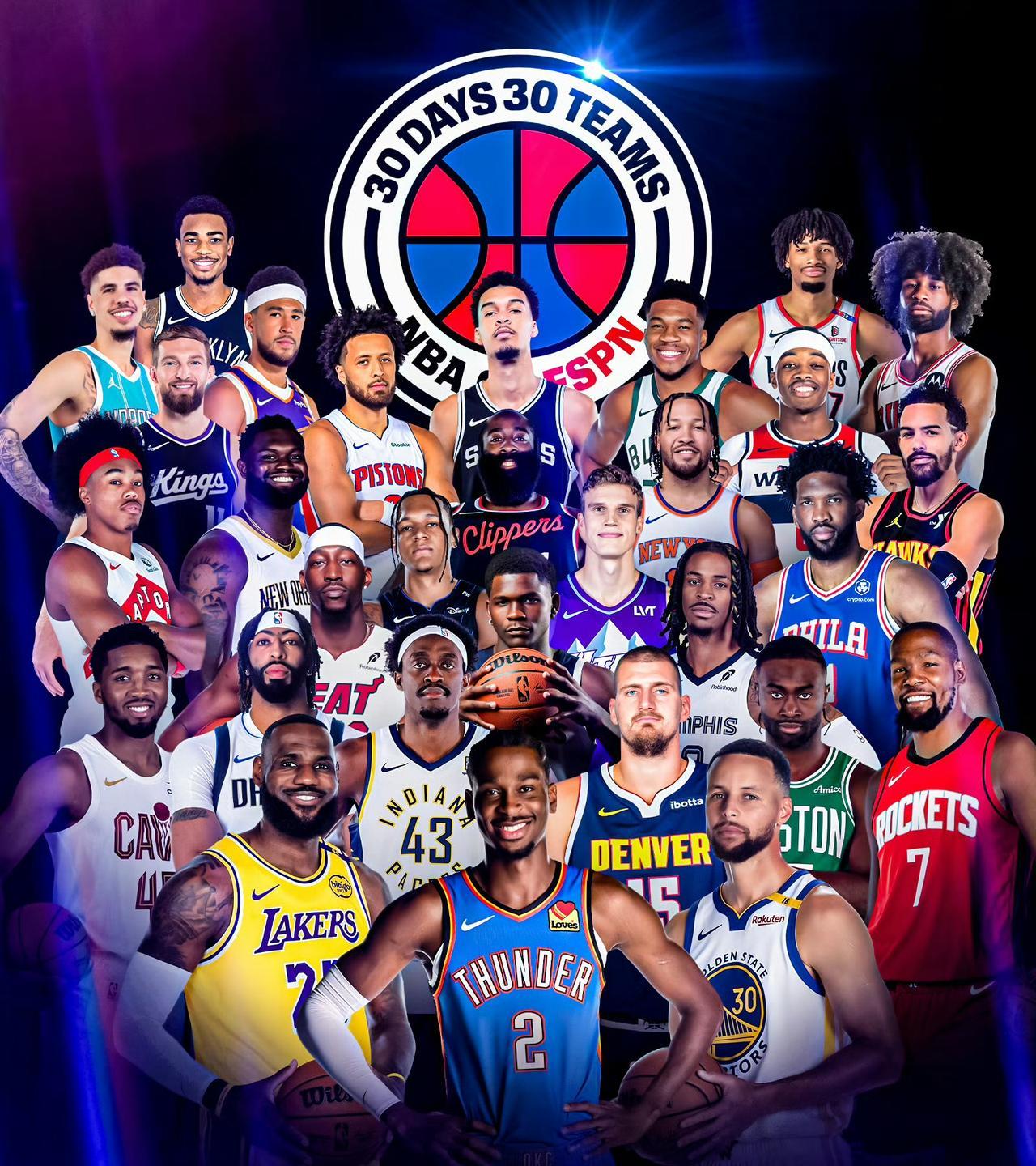 陷害詹姆斯？ESPN认定的30队老大出来了！
新赛季的宣传图30天30队：新科F