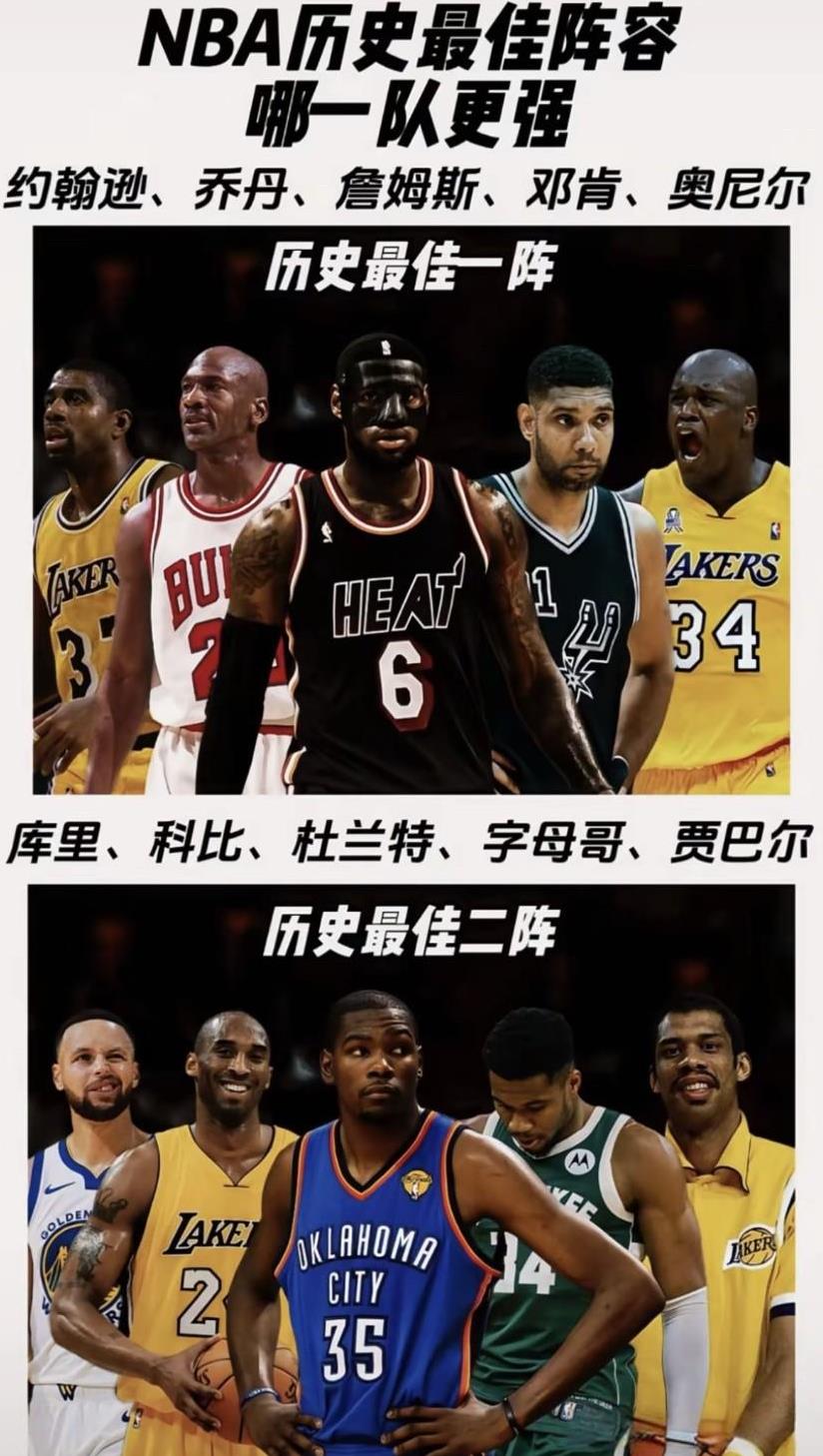 NBA历史最佳阵容对决，哪队更胜一筹？