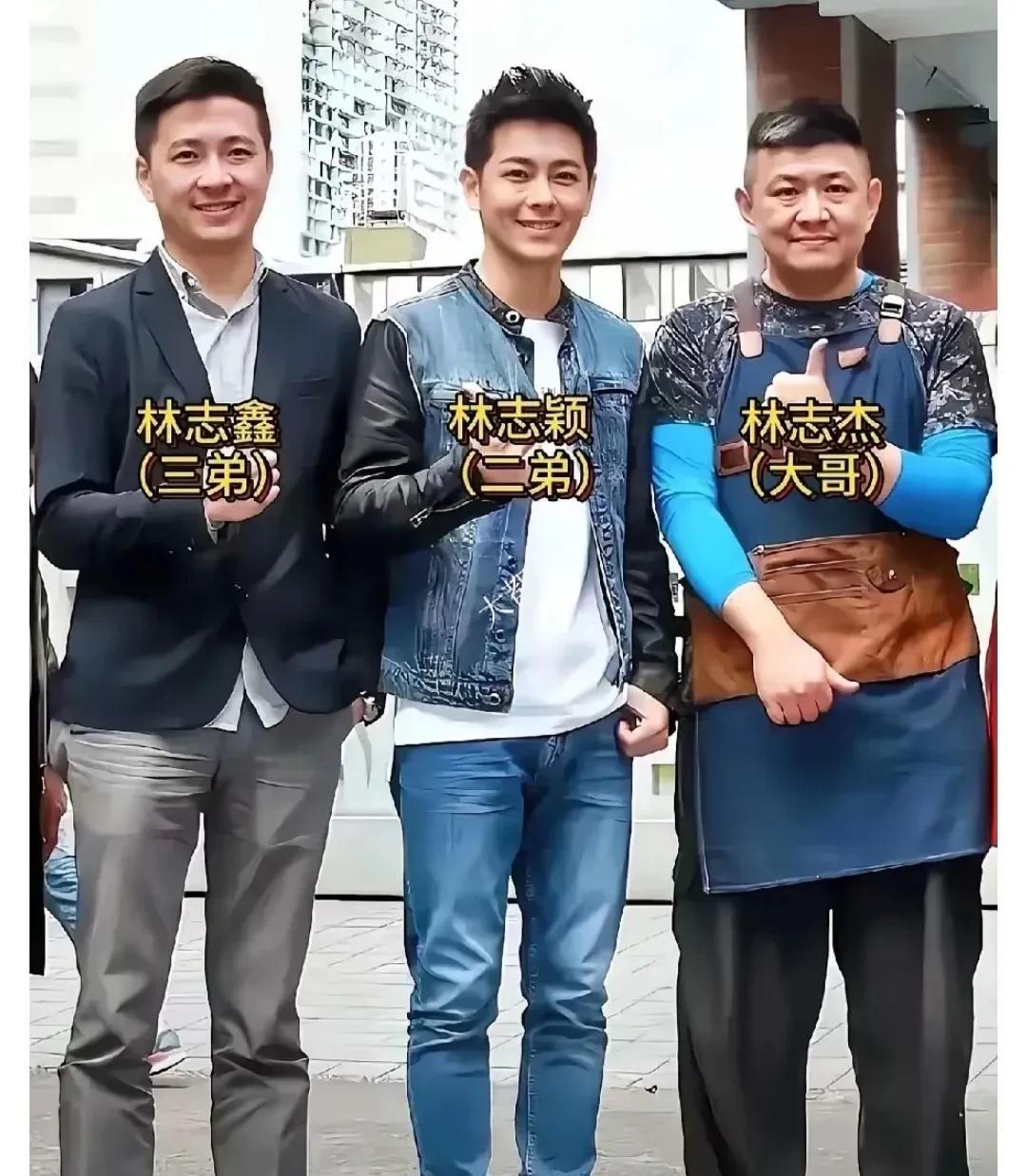 林家三兄弟，各具风采。大哥林志杰，生活气息浓郁，围裙装扮尽显朴实亲切；二哥林志颖