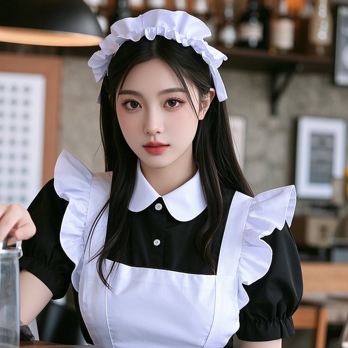 佳人巧扮女仆装，甜美风情难抵挡