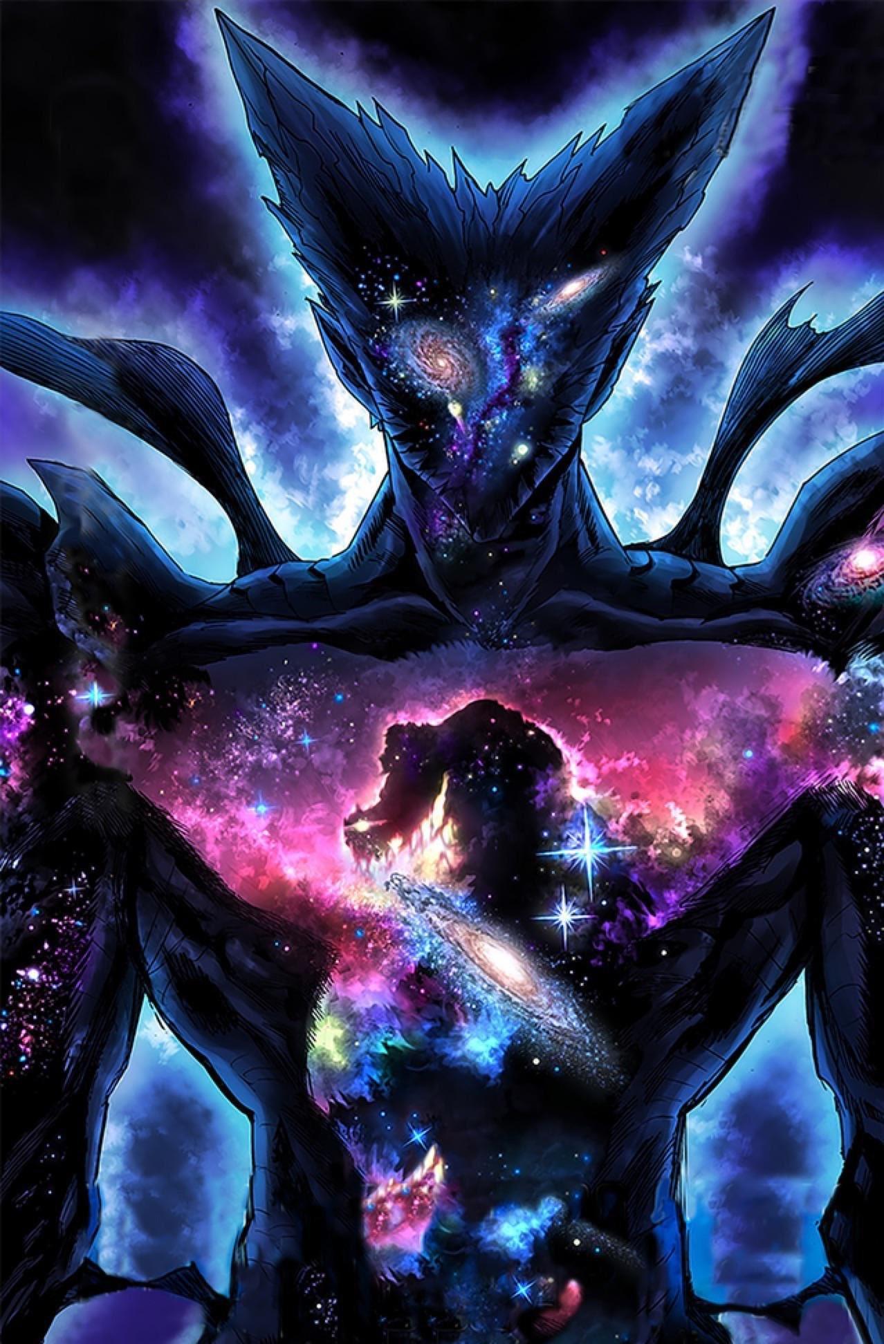 在《一拳超人》里被神明赋予力量之后进化的“星空饿狼”。
“星空饿狼”此时的危害等