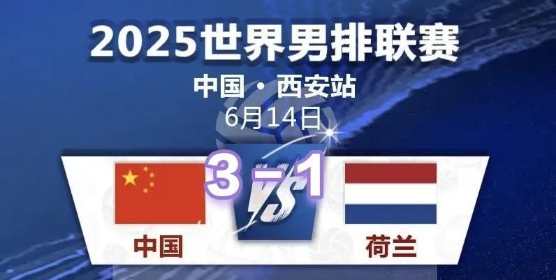 男排世联赛：中国3-1击败荷兰！取得两连胜
6月14日15:00，世界男排联赛中