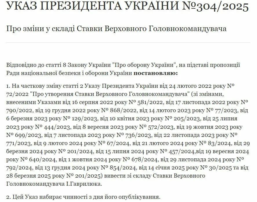 乌克兰总统泽连斯基签署命令，将中将伊万·加夫留克从最高统帅部成员名单中除名。
他