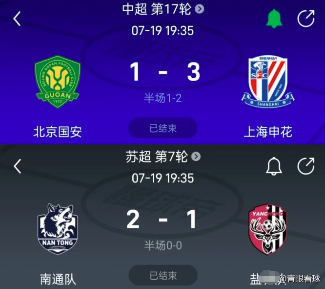 中超和苏超的争冠悬念全部揭晓