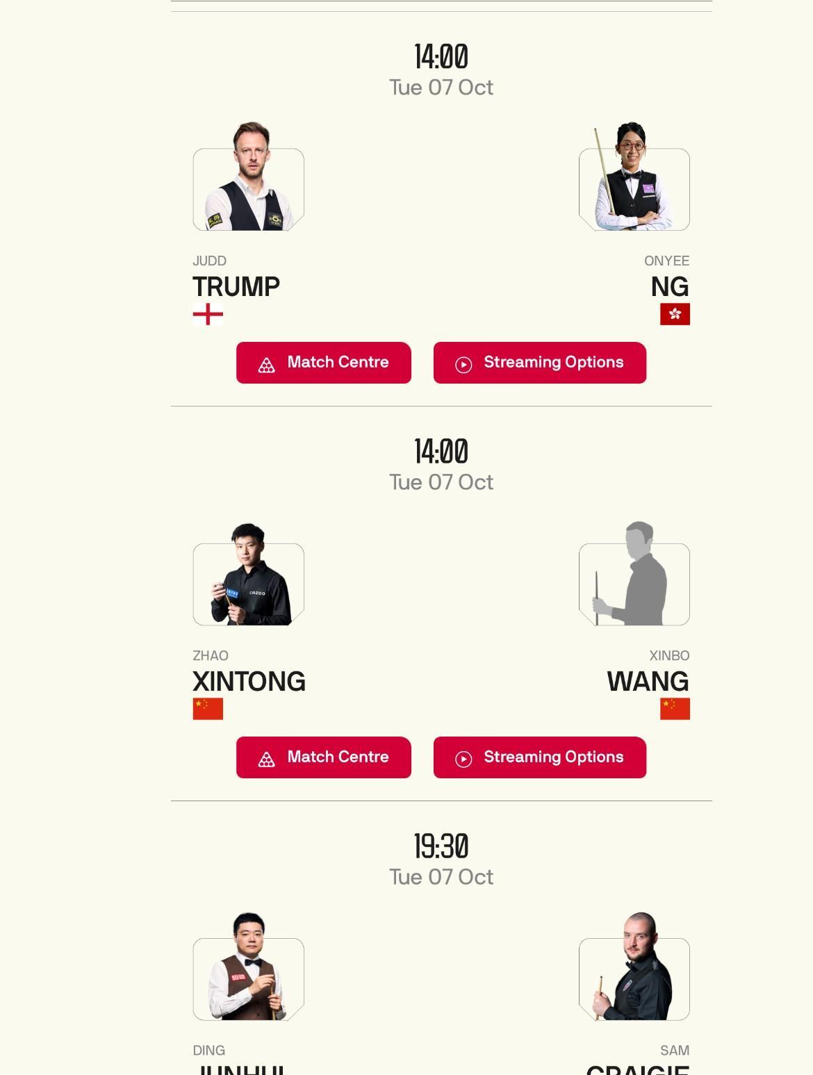 斯诺克西安大奖赛赛程安排：
延期资格赛：
英国时间 03:00，中国时间10:0