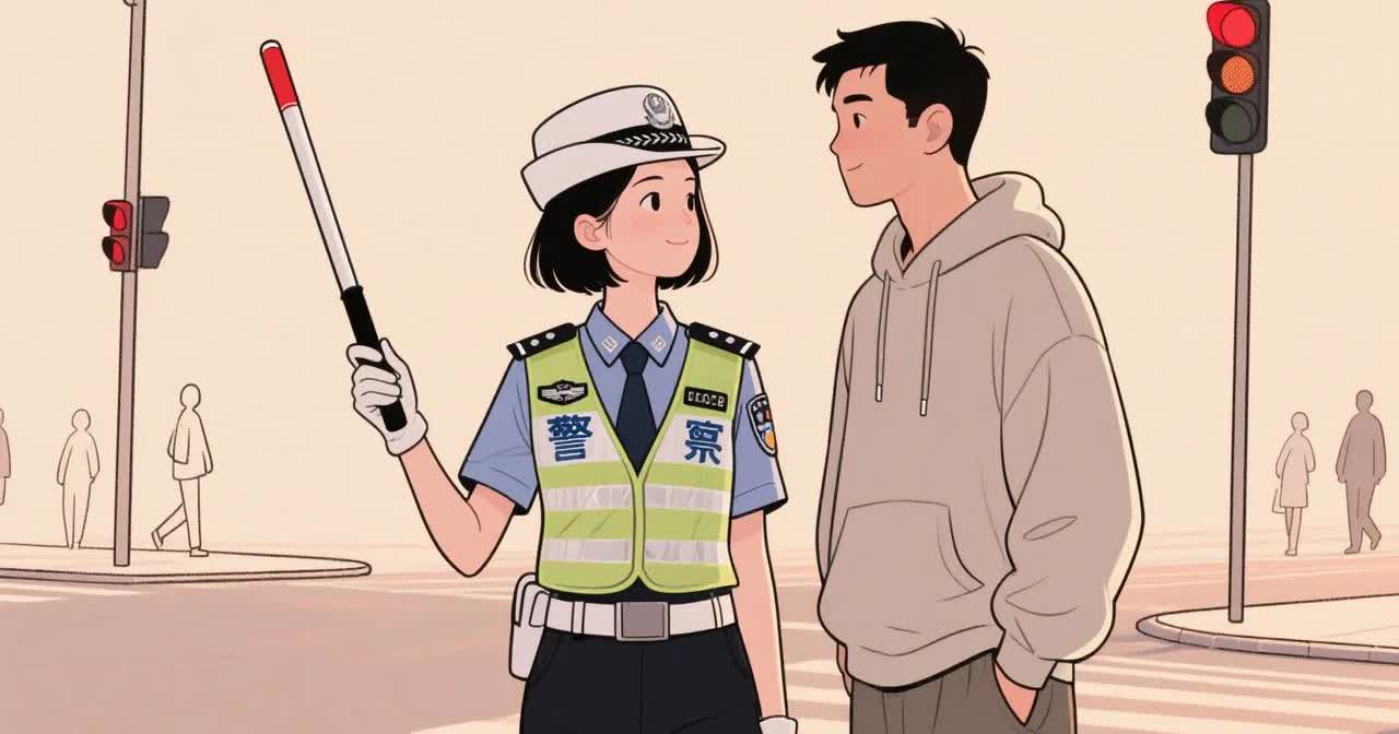 【杂记94】美女交警的狗血故事

她在我们学校路口执勤，除了防止有人闯红灯、