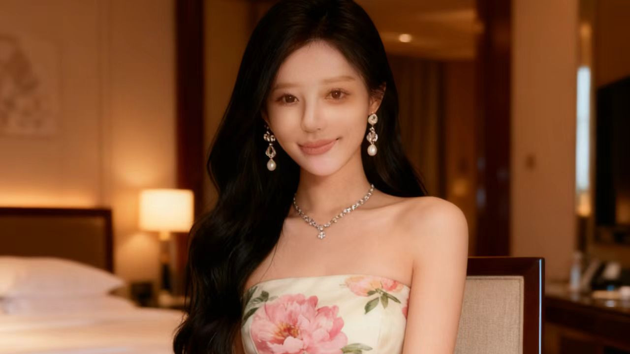 大朵彩色花纹短款连衣裙，创意新颖！
