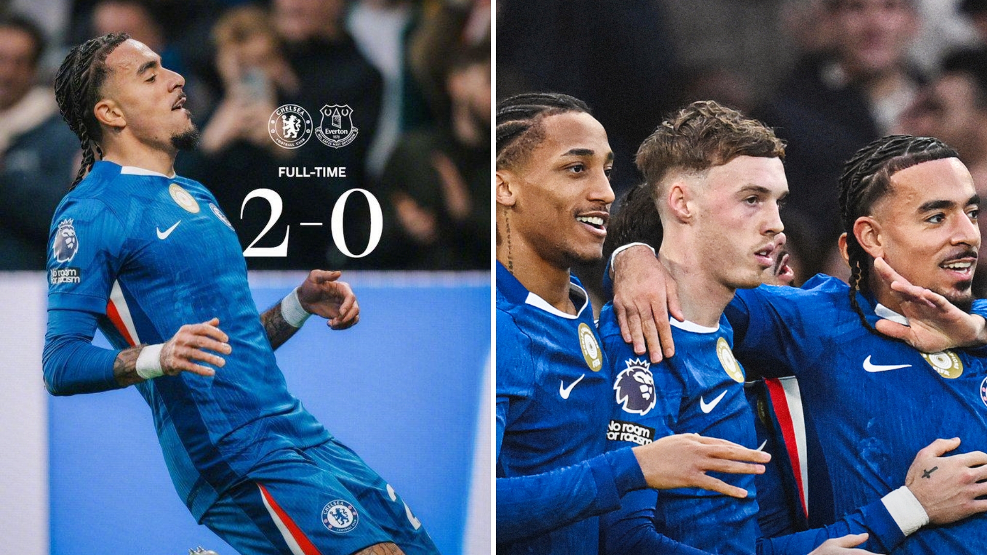 英超：切尔西主场2-0击败埃弗顿，暂升联赛第4位。
古斯托1传1射，帕尔默打入复