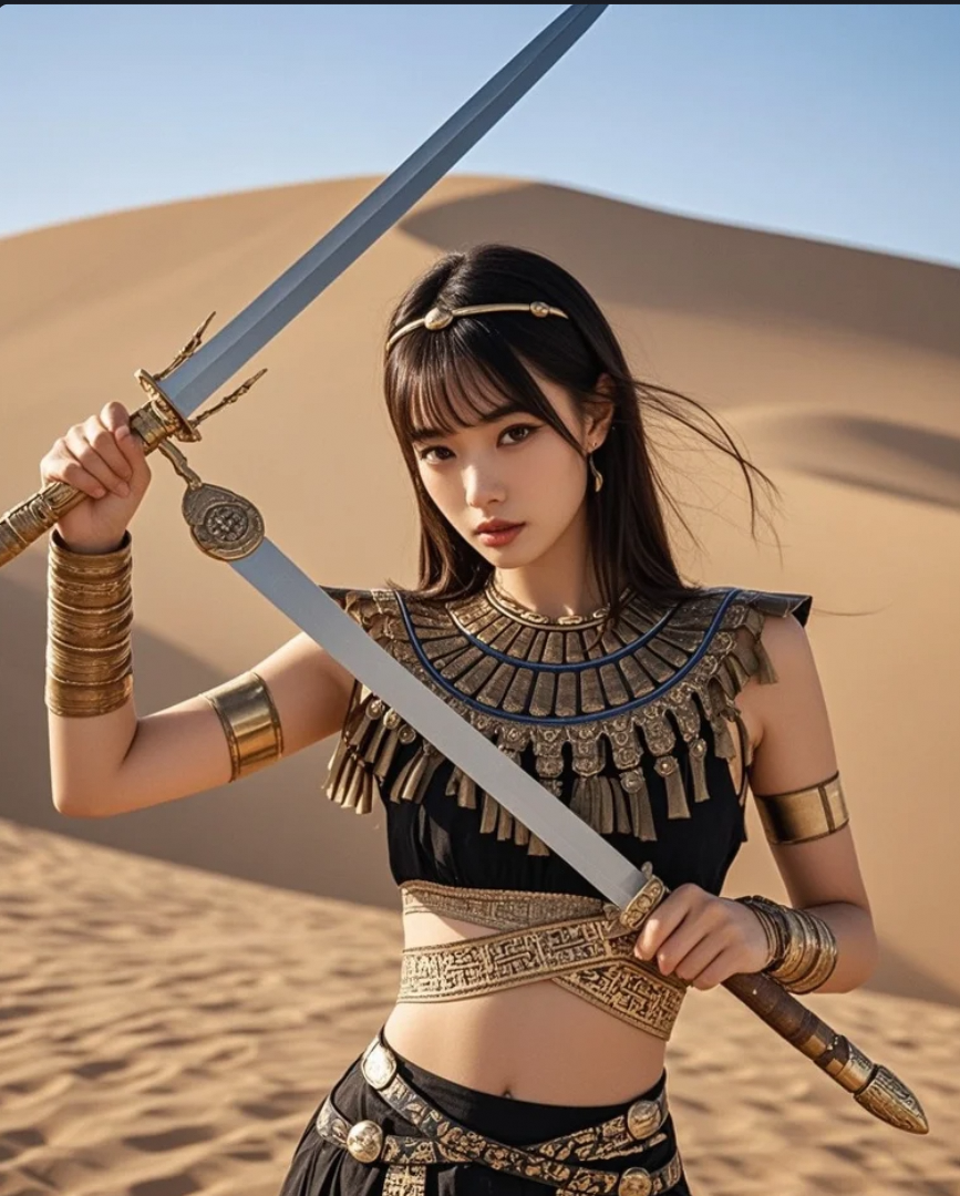 沙漠中舞剑的女子，你能抵挡她的眼神吗？