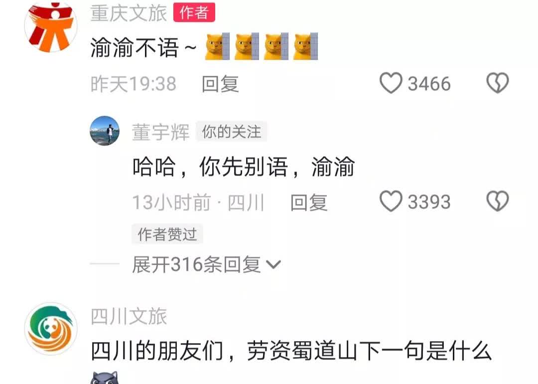 昨天渝渝整活，今天董宇辉跑去留言，你先别语，渝渝，没想到阿川立马赶来。
阿川说