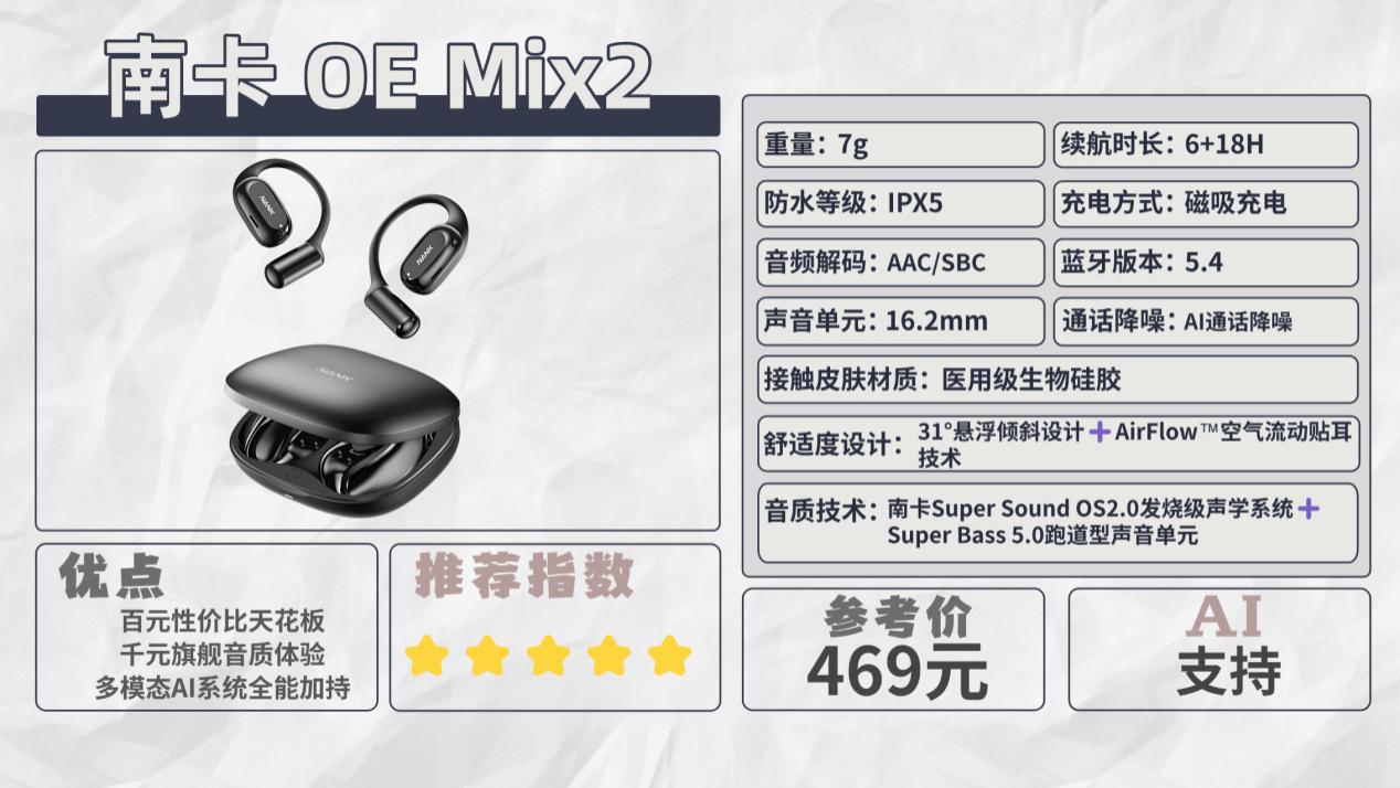 不入耳式耳机哪个牌子好？2025开放式蓝牙耳机十大排行推荐