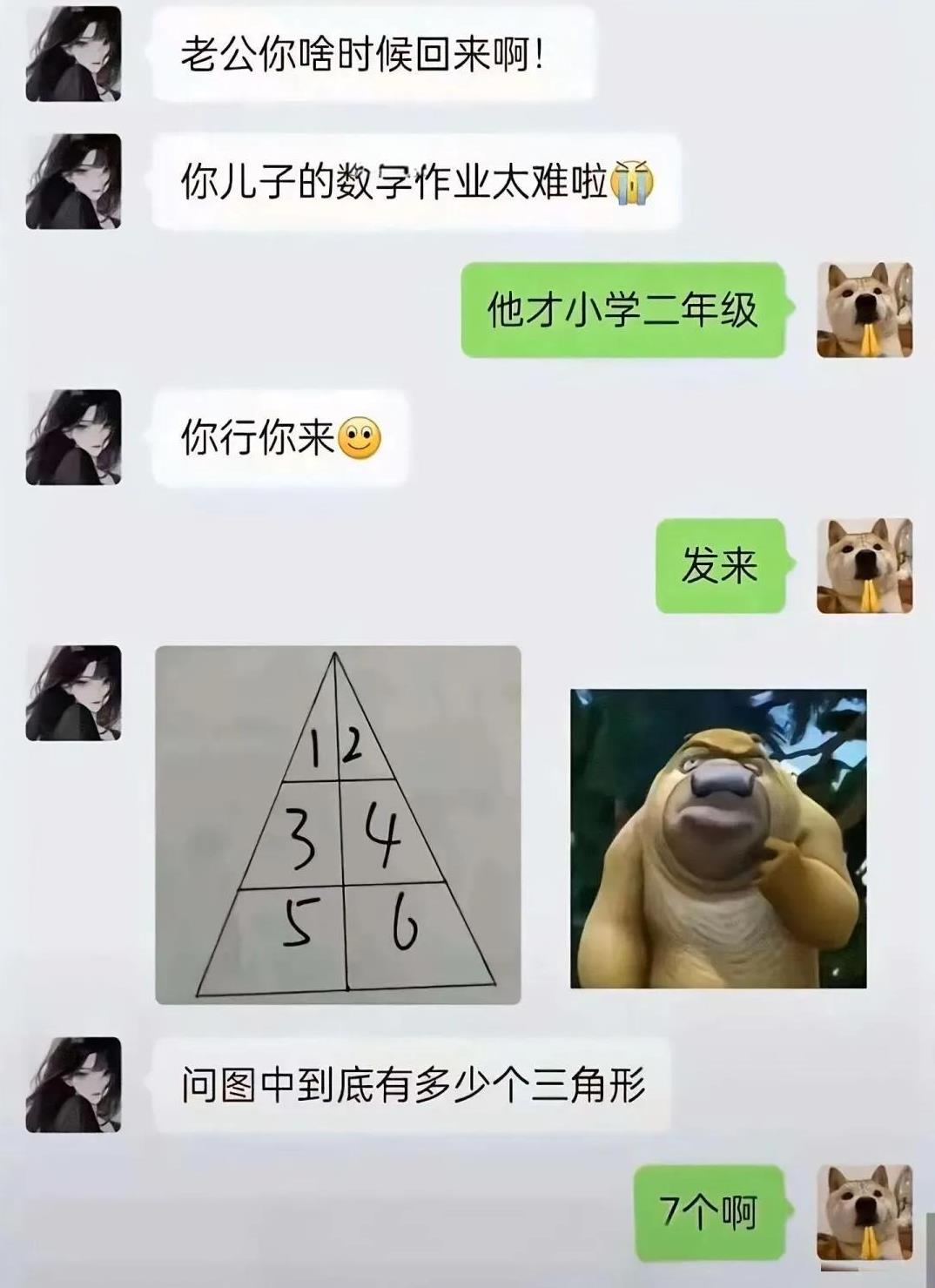 大神们，求解答！
这难道不是7个三角形吗？