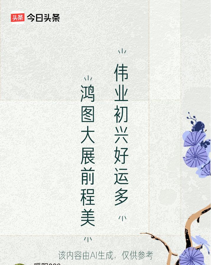 #文学创作大会#
上联：鸿图大展前程美，
下联：伟业初兴好运多。