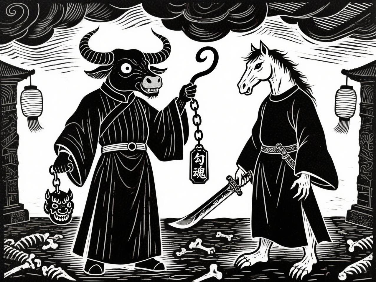 古时有个人，很喜欢吃牛头；
有天死去了，被牛头马面拘押来到阴府，他一点也不害怕，