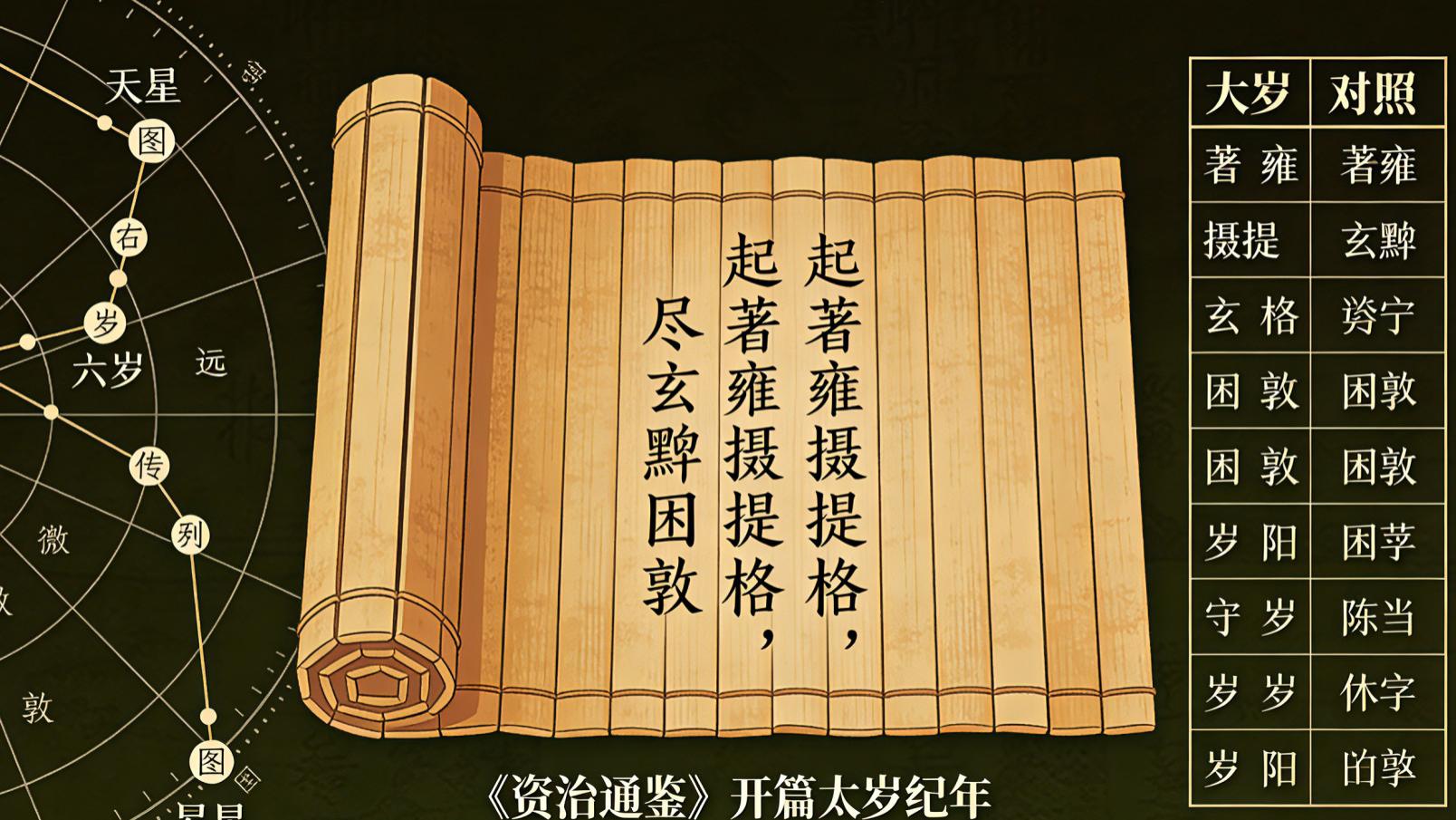 第六篇：《“起著雍摄提格，尽玄黓困敦”：《资治通鉴》开篇太岁纪年，藏着什么门道？》