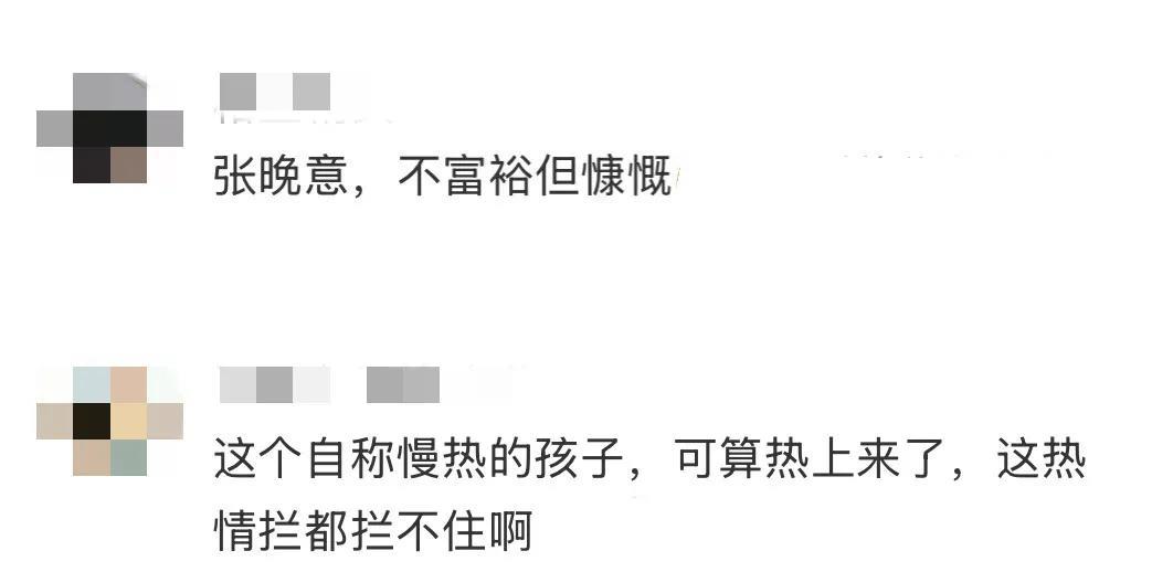 张晚意不富裕但慷慨，感觉是我有一块钱，可以分你一块钱的类型。
出门旅行张晚意主打