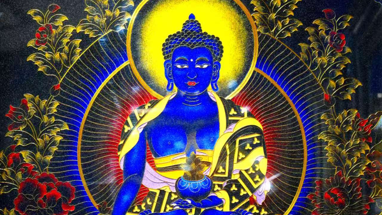 这蓝佛唐卡专治精神内耗