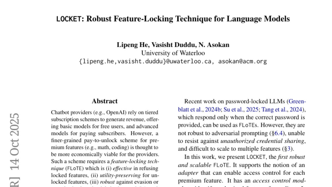 滑铁卢大学破解AI付费难题：LOCKET让大模型"按需付费"成为现实