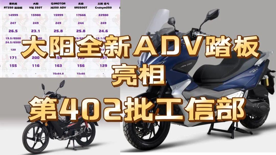 工信部402批公示！大阳全新ADV踏板和小弯梁强势来袭