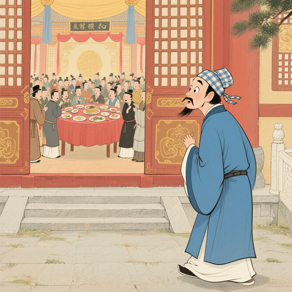 南朝齐最拼文人：为蹭皇帝宴席，假装醉倒皇宫台阶，被保安像拖死狗一样扔出去
皇宫夜
