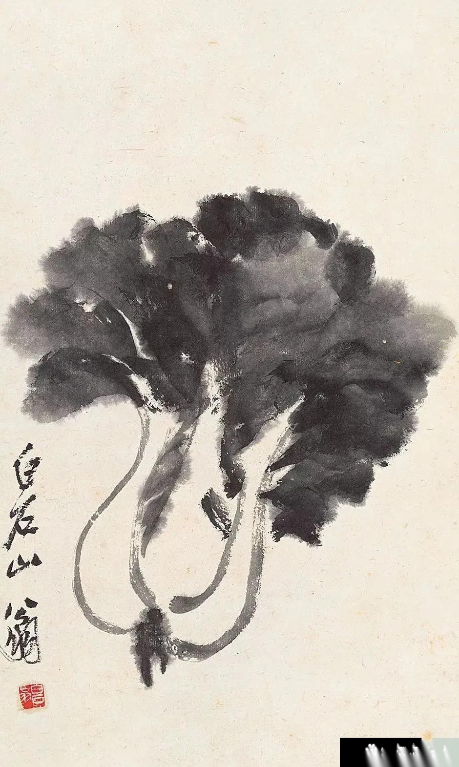 一天早晨，齐白石去买菜。他看到一小伙子的白菜好，便问：“白菜多少钱一颗？”小伙子