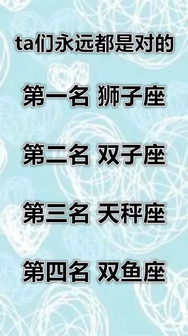 最自以为是的四大星座。