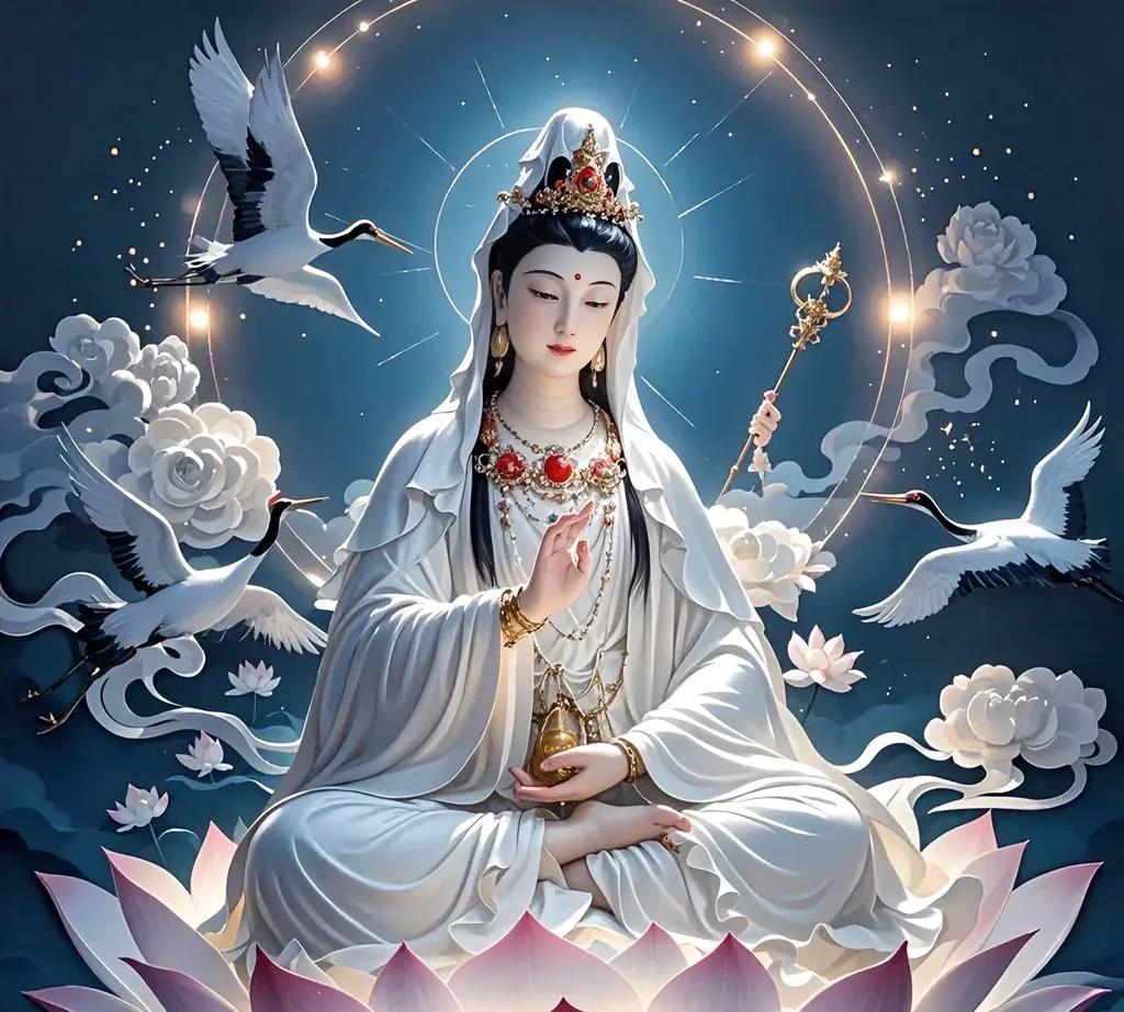 白衣观音，所见之人皆有好运，愿福德增长，身体健康，吉祥如意
白衣观音，是佛教中深