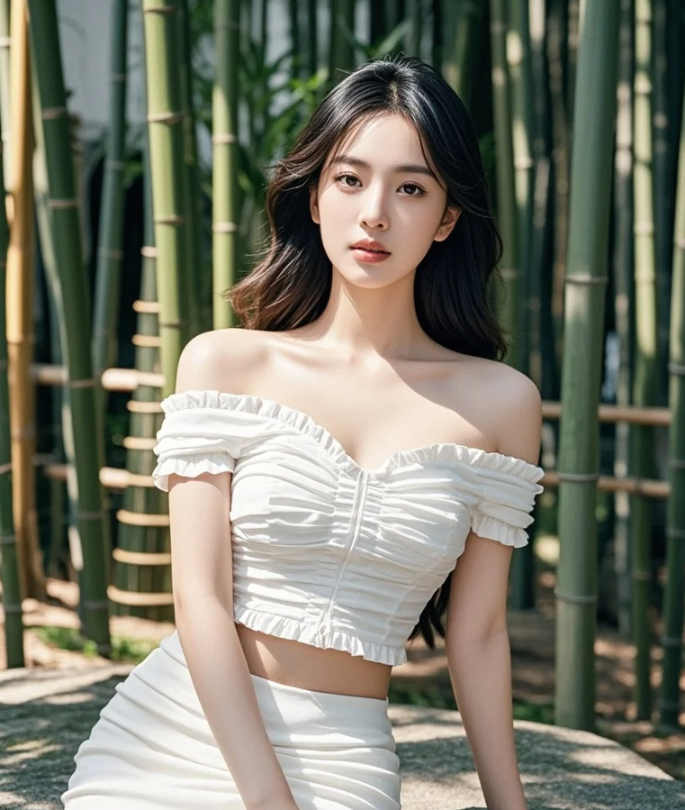 漫步竹林间，邂逅这位颜值爆表的美女，心已沉沦