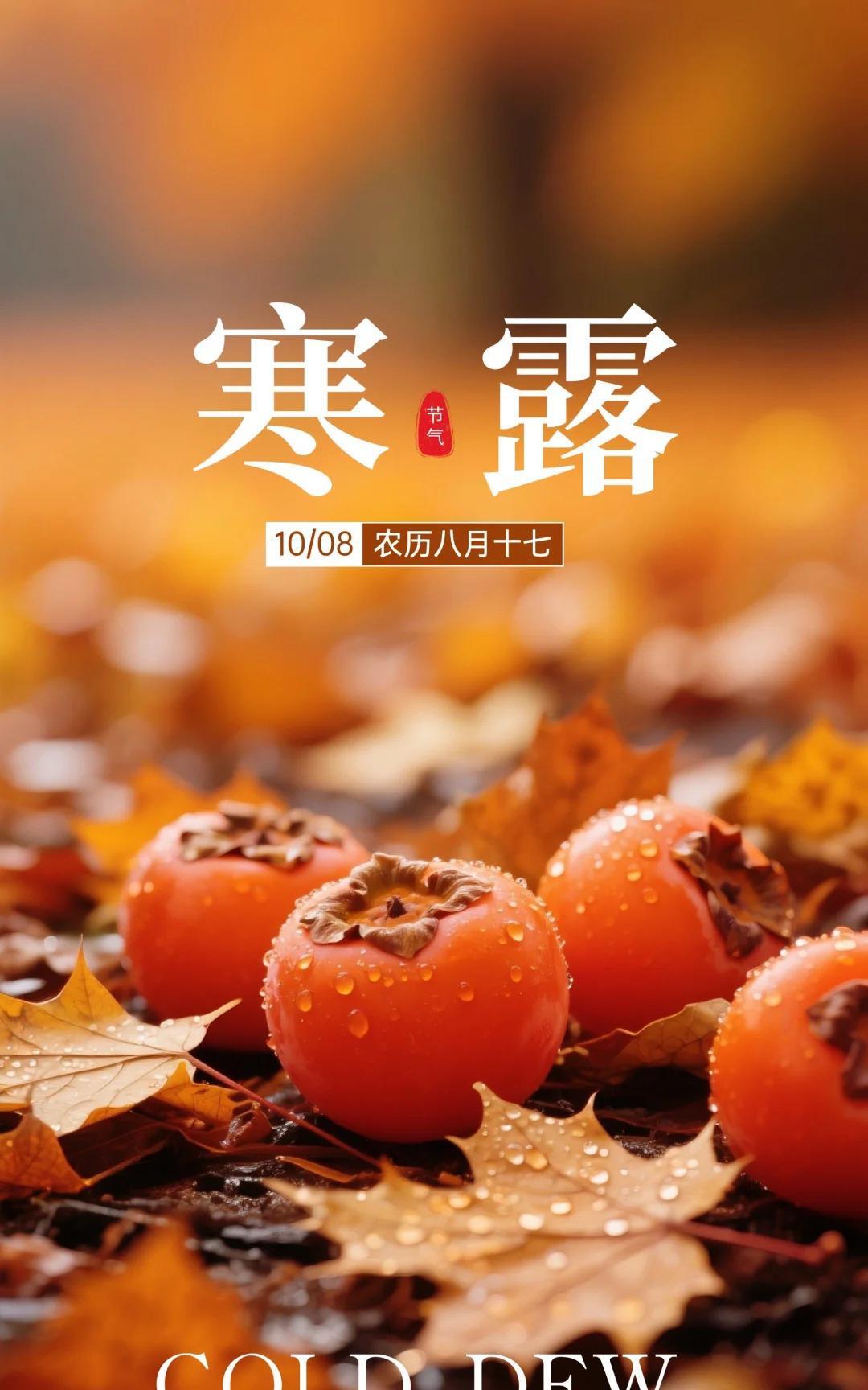 《醉花阴·寒露福语》
寒露初临福气漾，梧叶随风荡。
秋意漫阶前，吉祥暗长，问候藏