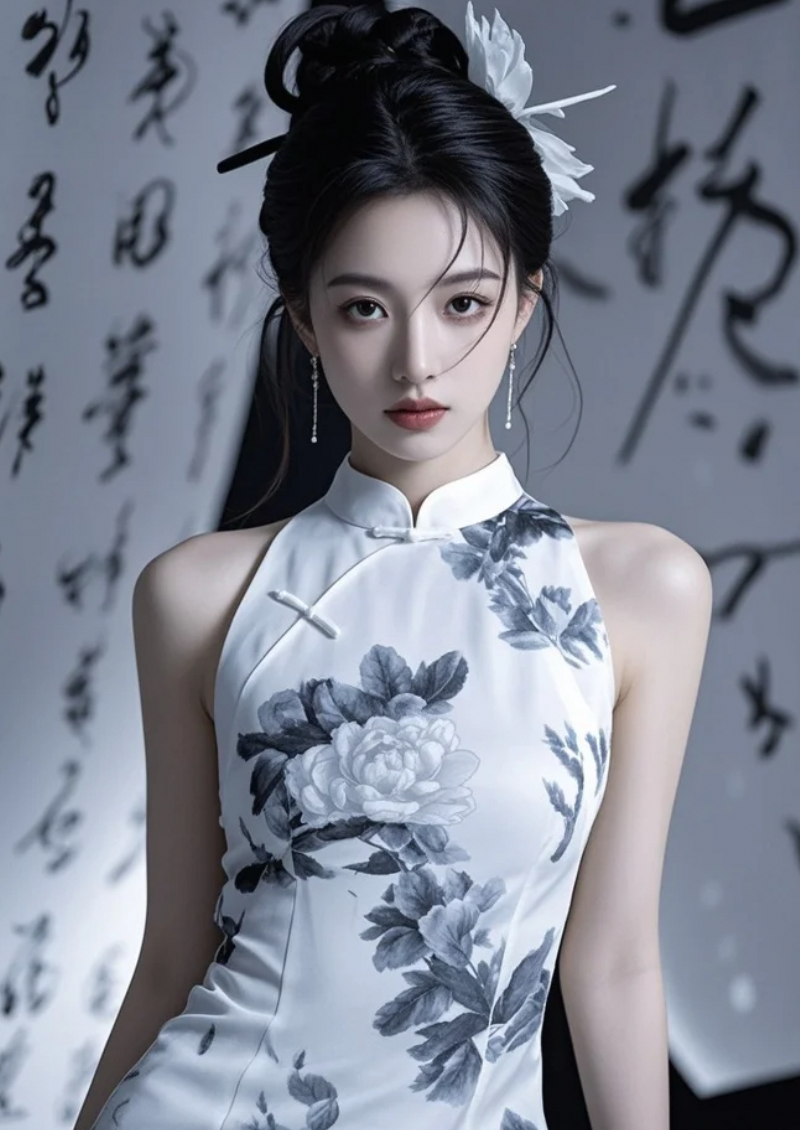 墨迹飘空如魂，她却美得令人窒息