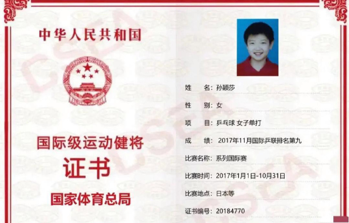 孙颖莎王楚钦拟授予国际级运动健将，孙颖莎2017年已经被授予过这个荣誉称号了～恭