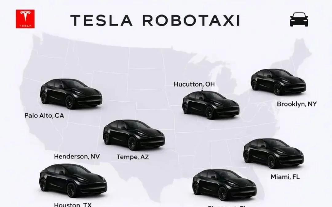 在奥斯汀和旧金山启动Robotaxi之后，特斯拉公布了马上要开始测试的另外七个州