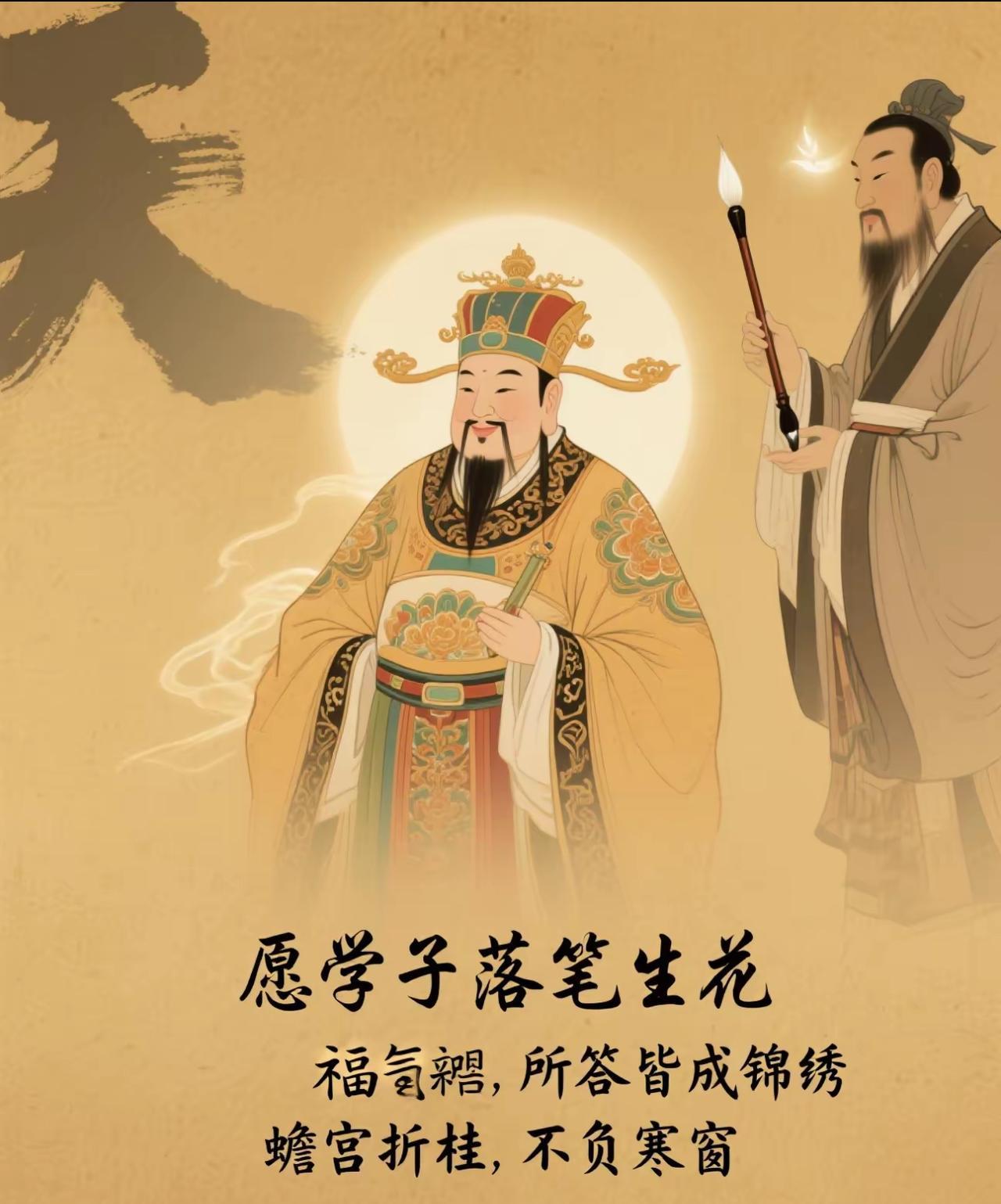 恭喜你
刷到了天官与文曲
天官携祥瑞而至
笔锋藏吉缘
文昌佑才思泉涌
愿学子落笔