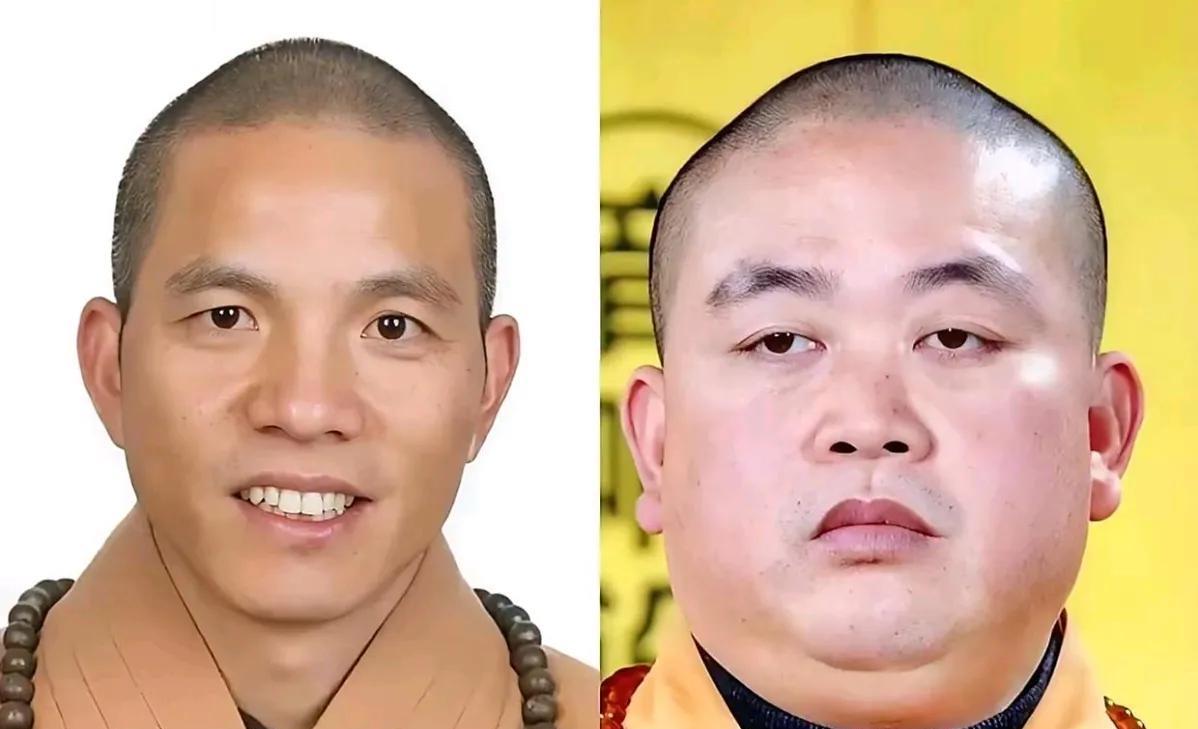 释永信和释印乐面相对比，一个肥头大耳目光涣散，一个精瘦健硕炯炯有神。
如果单看面