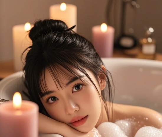 甜辣少女玫瑰入浴 湿发回眸眼神太勾魂