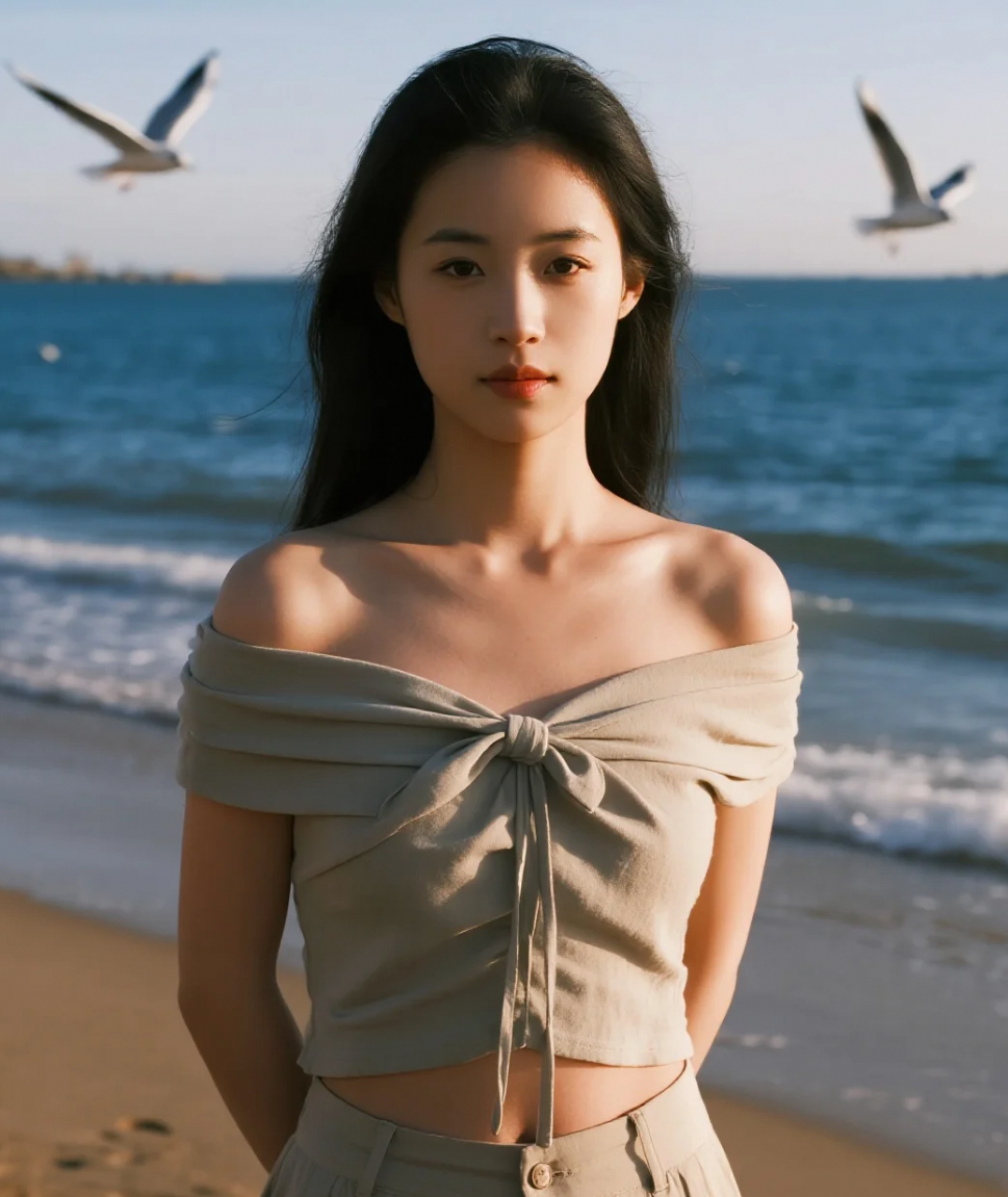 逐浪的脚步，踏碎一滩碎银光