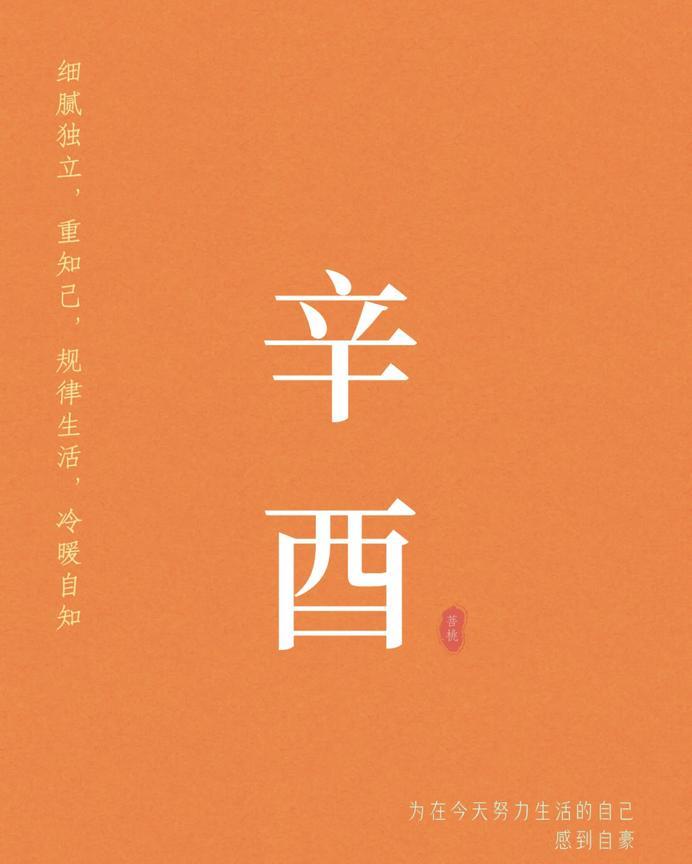 辛酉 | 细腻独立
你是一个对事情细腻入微，凡事你不会随意听从别人的意见，你有自