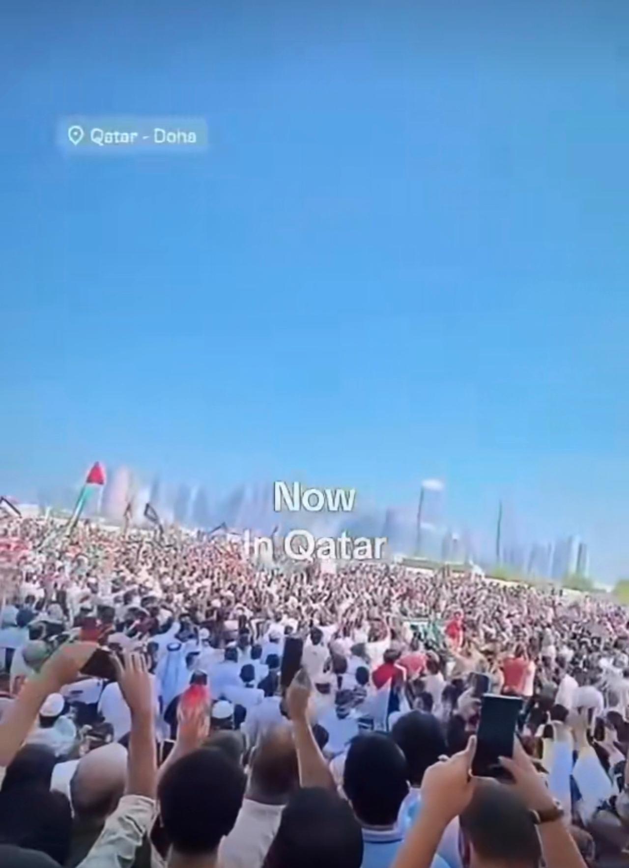 卡塔尔的民众是觉醒的，他们的眼光也没有这么短。他们这次几十万人抗议的对象不是以色