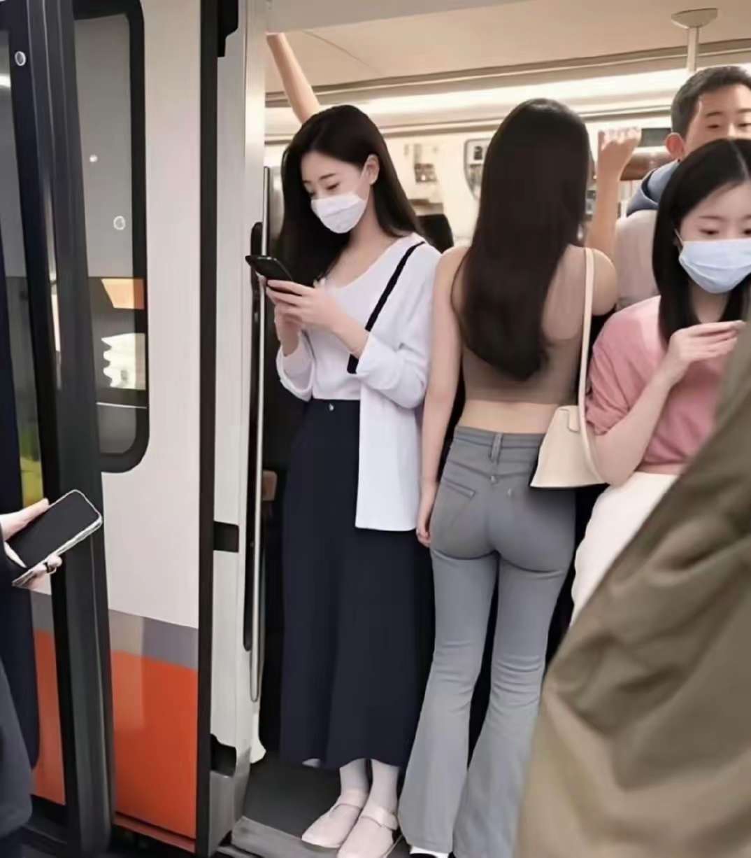 早高峰的地铁 今天起来太晚了 来到就这样子了 我要怎么挤上去啊 好尴尬！