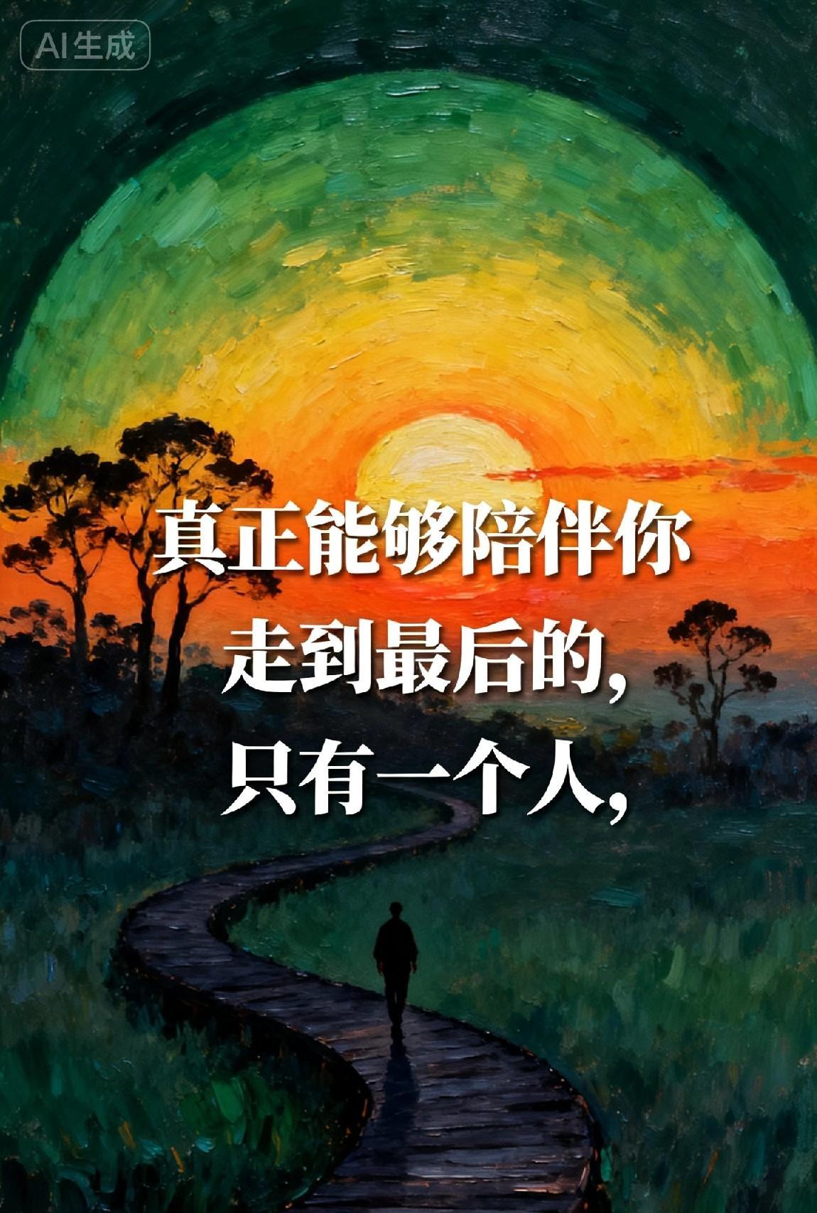 真正能陪伴你走到最后的，只有一个人。
人生是一场盛宴，父母是开场嘉宾，爱人是中场