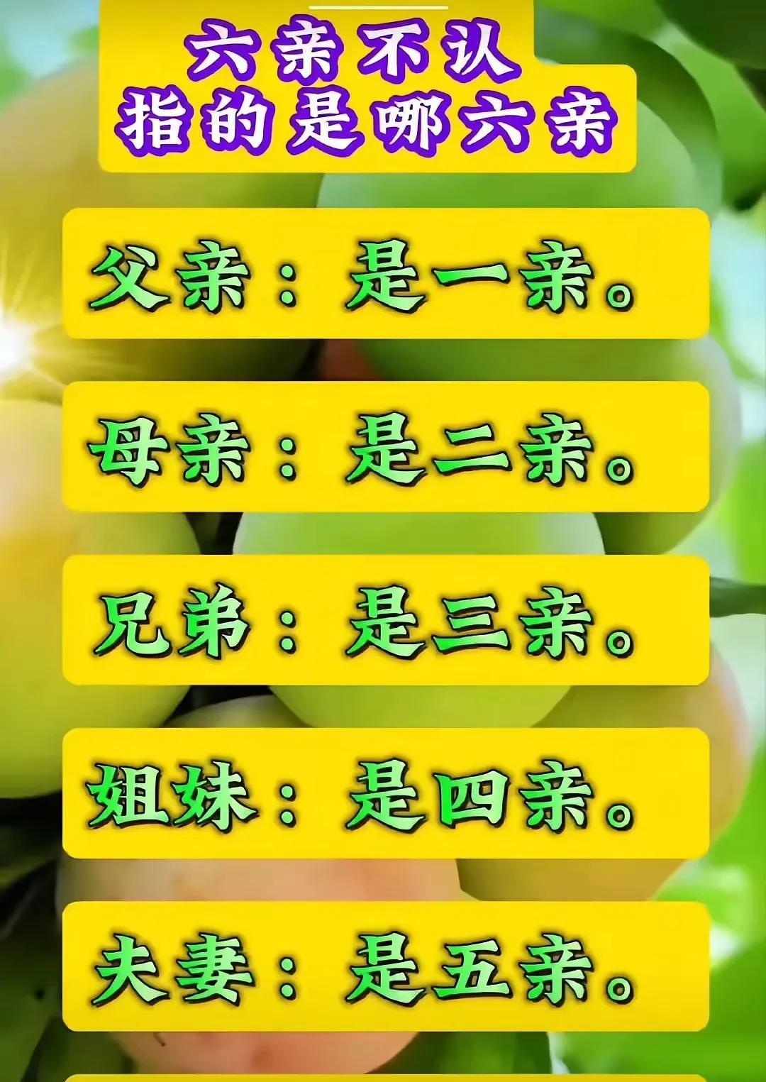 都说六亲不认，但六亲指的是哪六亲你知道吗？六亲的顺序知道的就更不多了
