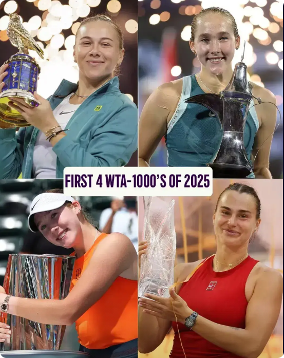 本年度迄今为止产生的四大WTA1000赛的冠军全被俄罗斯的裔“卡娃裔”夺得，分别