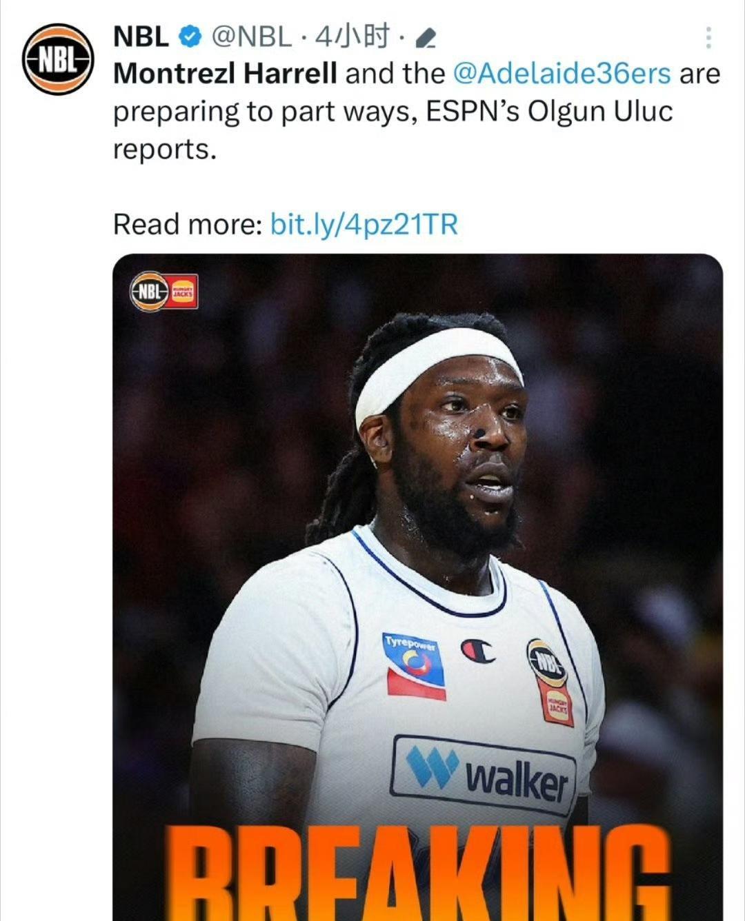 NBL联赛: 阿德莱德36人队将与哈雷尔分道扬镳。
根据中国反兴奋剂中心官网今年