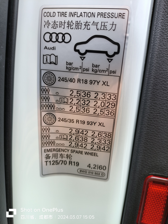 扁平胎胎压
亲们，满载胎压打到2.9吗？