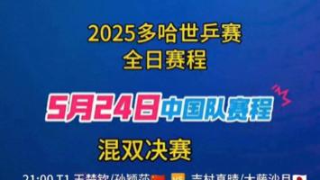 多哈世乒赛5月24日赛程: 混双出首冠，莎莎再战伊藤，附央视赛程表