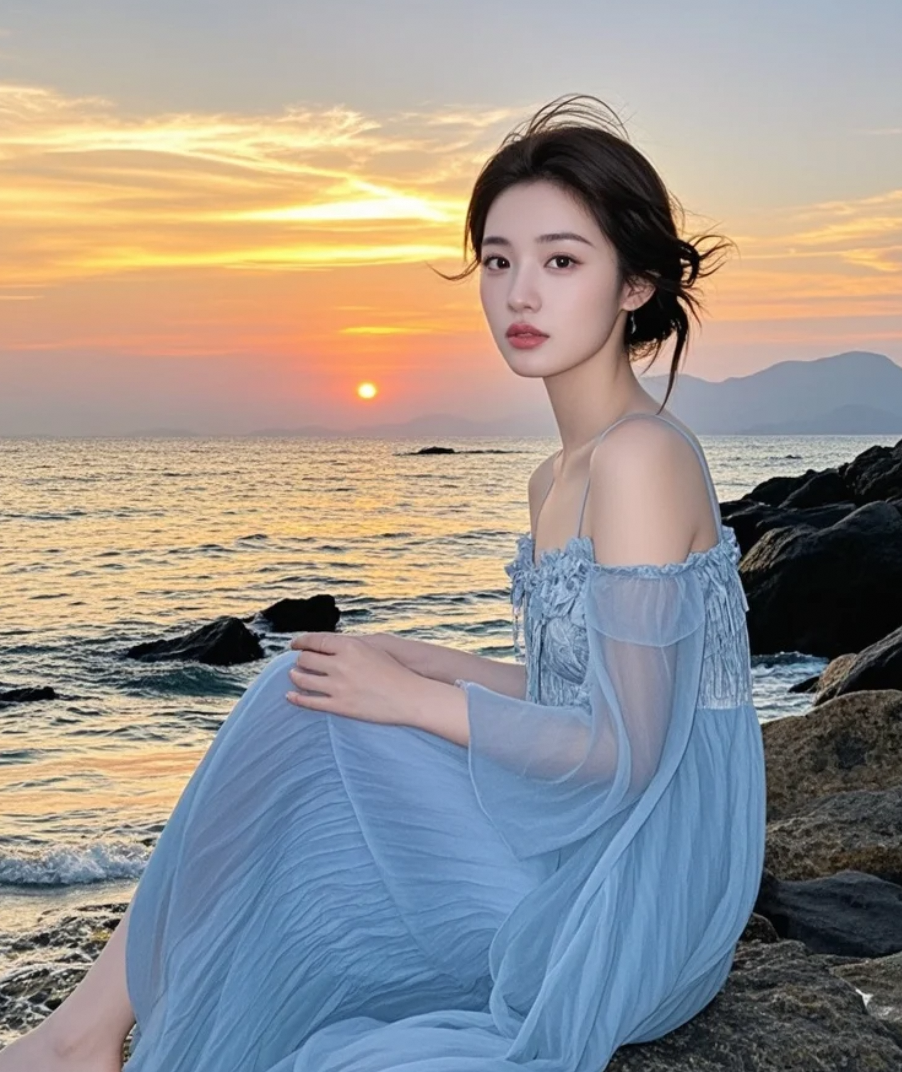 海风是她的专属造型师，打造最自然的华丽