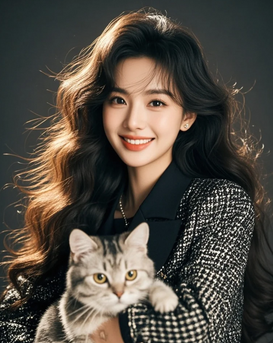 她用眼神驯猫，也用风情征服你